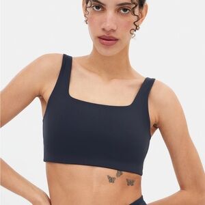 Girlfriend Collective Black Square Neck Cropped Sports Bra